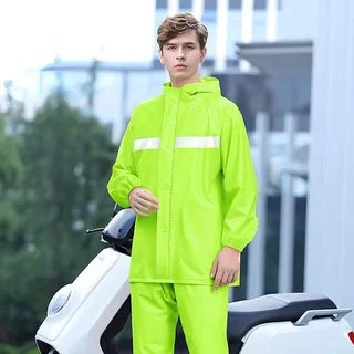 Reflective Split Rain Suit - Full Body Storm Protection for E-Bike/Motorcycle Delivery Riding
