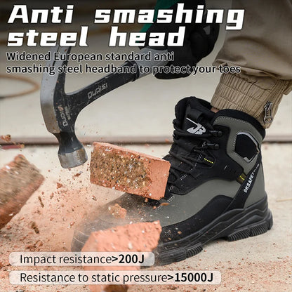 Man Safety Shoes Puncture-Proof Work Sneaker Waterproof Work Shoes Steel Toe Shoes Safety Boots Indestructible Shoes Lightweight