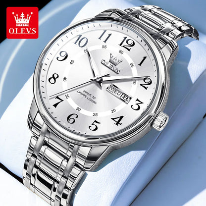 OLEVS 2891 Original Quartz Couple Watch Brand Luxury Double Calendar Waterproof Date Clock His and Her Watch Gift Couple Watch