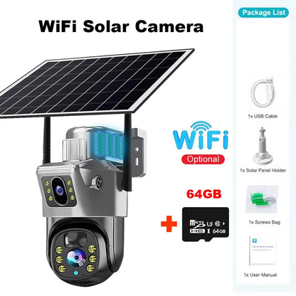 V380 Pro WiFi Solar Camera 4G Dual Lenses Outdoor 8MP Low Power Battery IP Camera PIR Night Vision 4K CCTV Security Protection