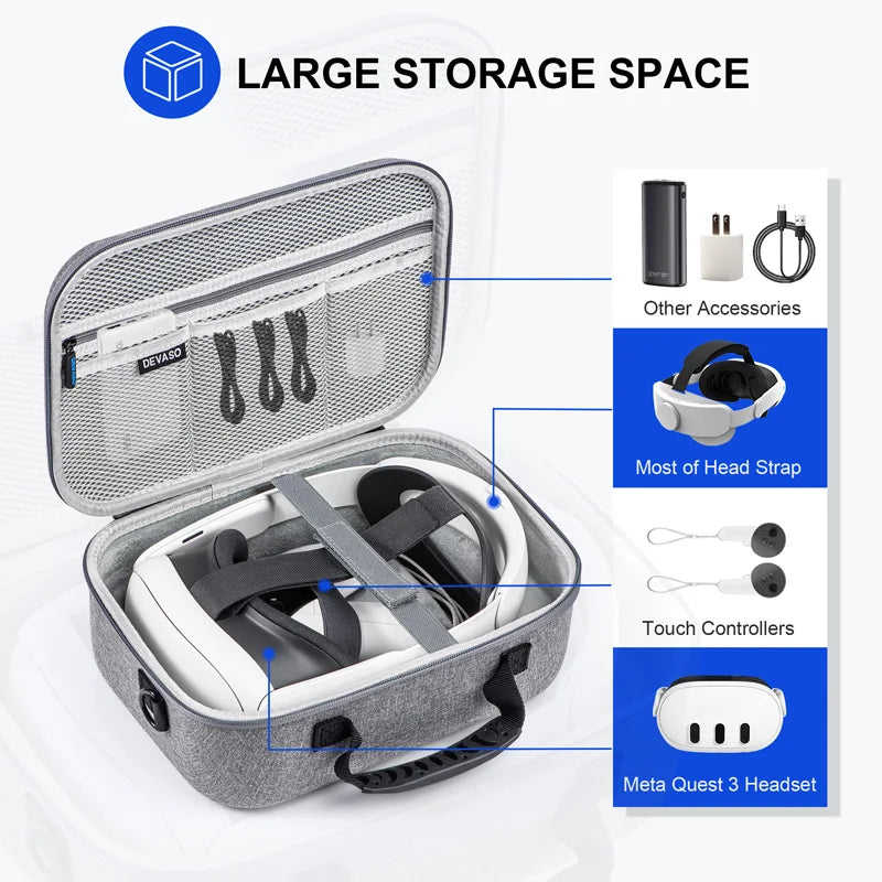 For Meta Quest 3 Storage Case VR Glasses Accessories Travel Carrying Case Portable Handheld Storage Bag