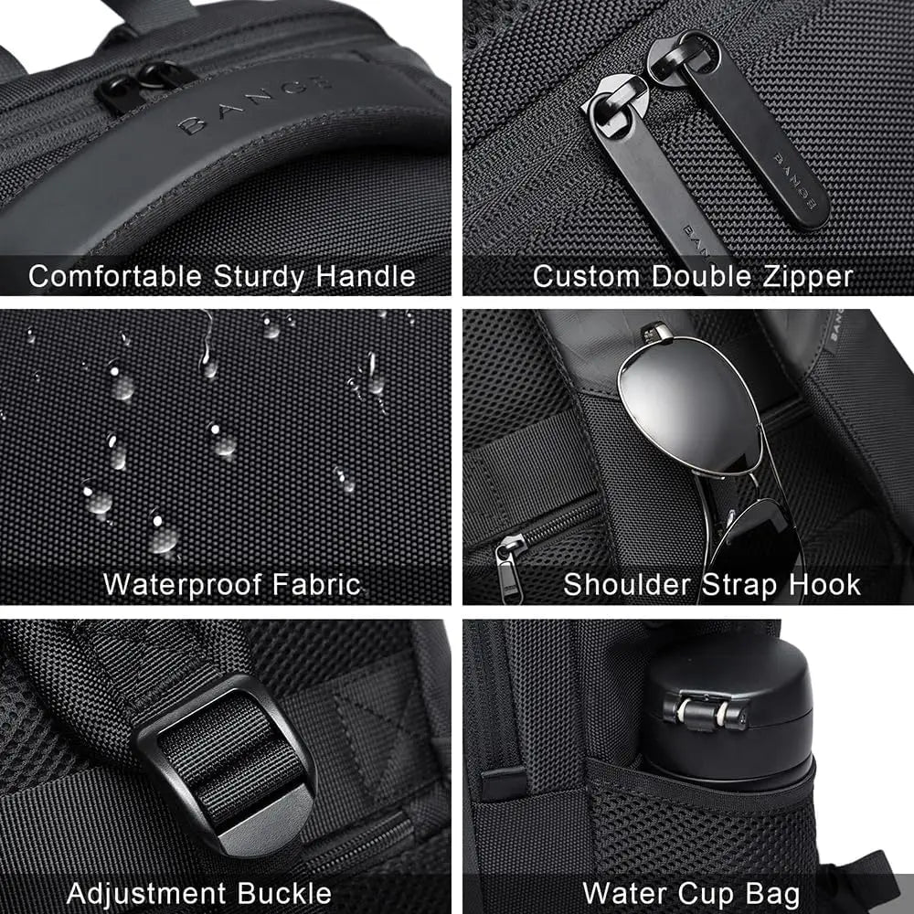 BANGE Sling Travel Laptop Backpack Fits 15.6 Inch Laptop for Men and Women Waterproof with Side Mesh Pocket USB Charging Port