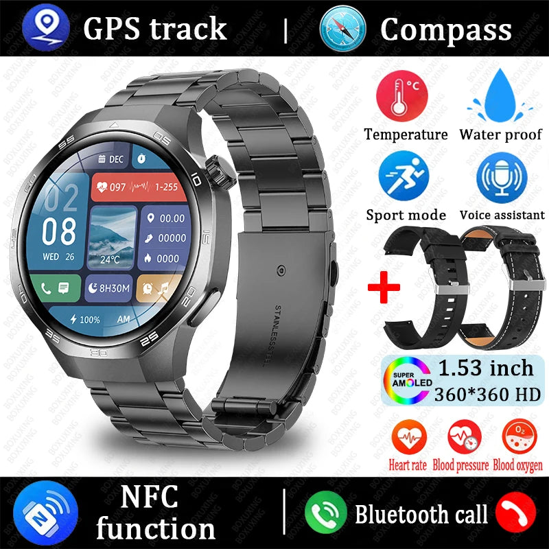 2025 New Watch 5 MAX Smart Watch HD AMOLED Screen NFC GPS Tracker Bluetooth Call Waterproof Sports Health Smartwatch Men Women