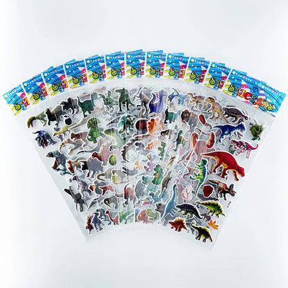 12 Sheets Wild Animals Style Stickers 3D Cartoon Classic Toys Scrapbook Learning Cognitive Sticker for Kids Gift