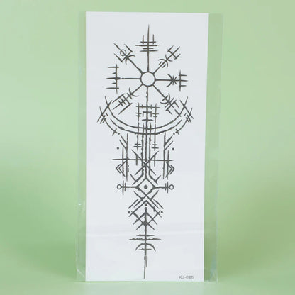 1Pc Viking Runes Geometric Waterproof Temporary Tattoo Stickers, Long-lasting Waterproof for One to Two Weeks, For Arm, Leg.