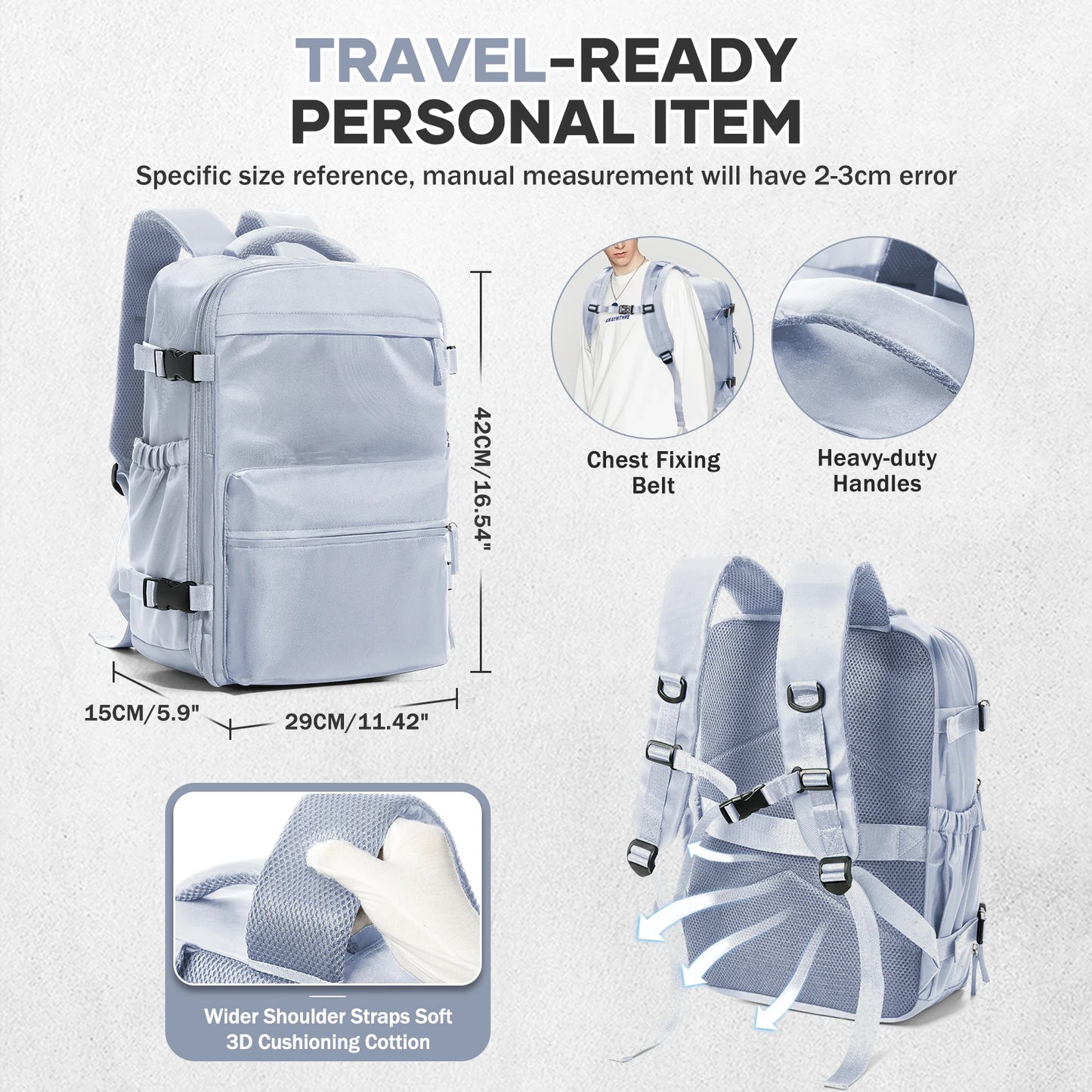Fashion College Backpack Men Vacuum Compression Backpack, Women Men 15.6in Laptop Backpack Expand Hiking Vacuum Travel Backpack