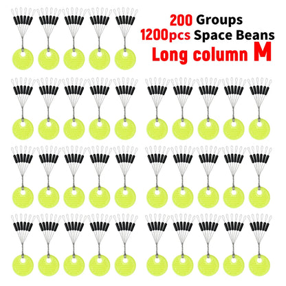 60pcs 10/20 Group Set Rubber Silicon Space Bean Sea Carp Fly Fishing Black Rubber Oval Stopper Fishing Float Fishing Bobber Part