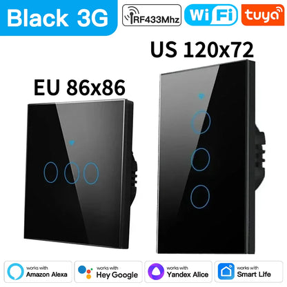 TNCE Tuya Switch WIFI RF US/EU, 1/2/3/4 Gang No/With Neutral Wire Wall LED Light Controller, Smart life, Voice Alexa Google Home