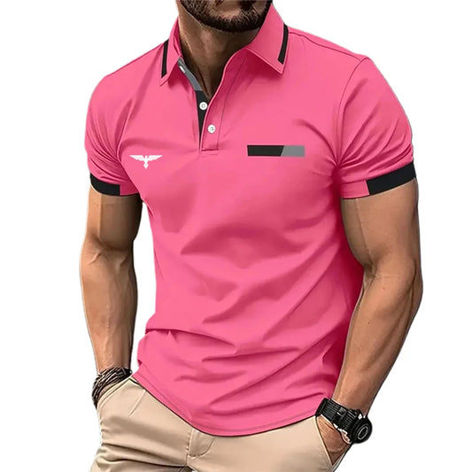Men's Polo Shirt Button Up Polos Casual Holiday Lapel Short Sleeve Fashion Basic Color Block Summer Regular Fit Polo Shirt