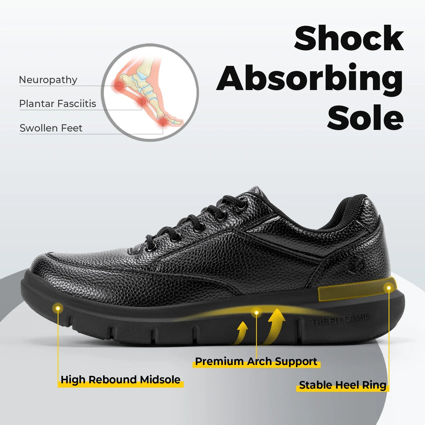 Fitville Wide Version Men's Leather Shoes Walking Shoes Oxford Shoes For Formal Business Shoe Comfortable All Day Wear