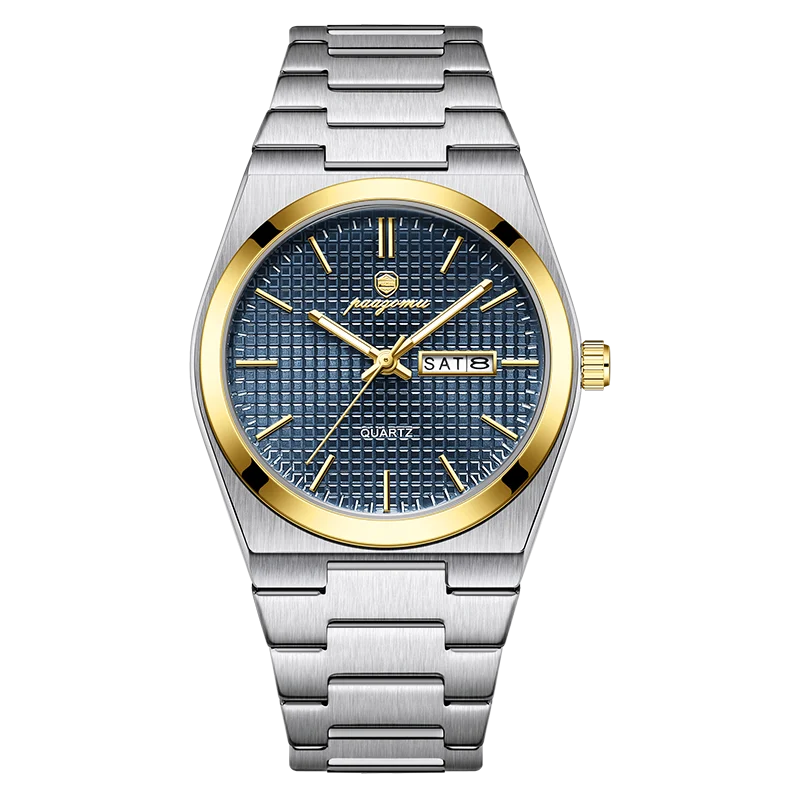 POEDAGAR Luxury Fashion Male Watch Stainless Steel Waterproof Luminous Men's Quartz Watches Casual Date Week Wristwatch For Men