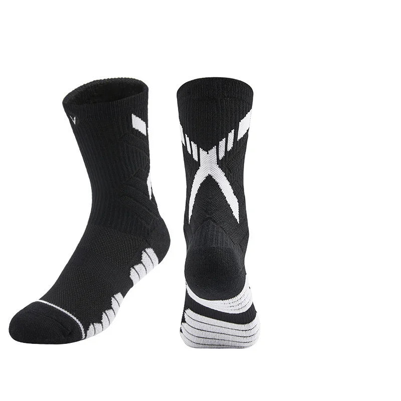 Veidoorn High Quality Sport Socks for Men Mid Calf Length Running Basketball Socks Thicken Non Slip Camping Cycling Stocking
