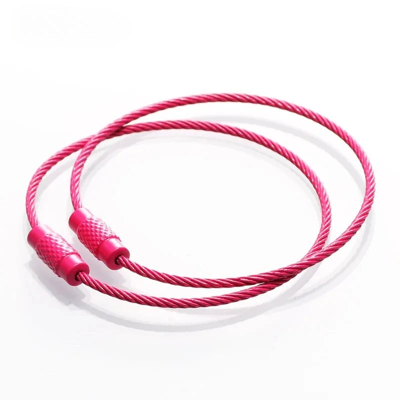 10pcs Colorful Stainless Steel Wire Keychain Cable Loop Screw Lock Rope Key Holder Keyring Key Chain Rings Outdoor Tools