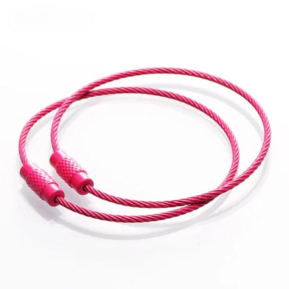 10pcs Colorful Stainless Steel Wire Keychain Cable Loop Screw Lock Rope Key Holder Keyring Key Chain Rings Outdoor Tools