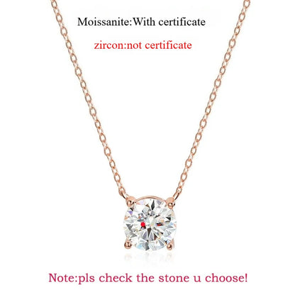 Smyoue 1-5CT Rose Gold Color Moissanite Necklace for Women D Color Sparkling Classic Lab Diamon Pendant Sterling Silver 925 100%