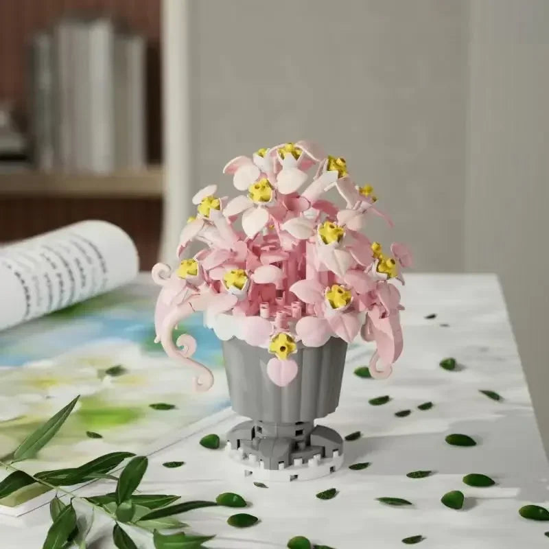 Mini Flower with Pot Micro Building Blocks Toys - Intricate Floral Details, Multiple Styles Available for Home and Office D¨¦cor