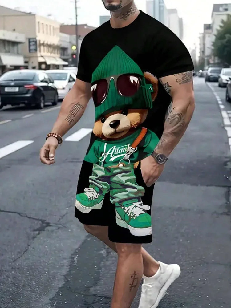 Summer Simple Letter Print Men's Crew Neck Short Sleeve Top And Shorts Harajuku Street Fashion Men's Suit Everyday Casual Comfor