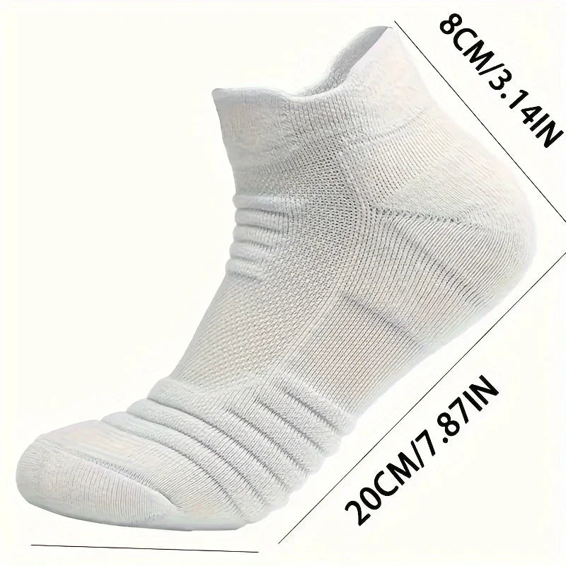 6/3/1 Pairs New Men Sports Running Fitness Flight Short Tube Socks Women's Towel Bottom Basketball Socks Solid Color Black Socks