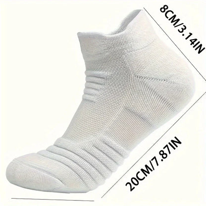 6/3/1 Pairs New Men Sports Running Fitness Flight Short Tube Socks Women's Towel Bottom Basketball Socks Solid Color Black Socks