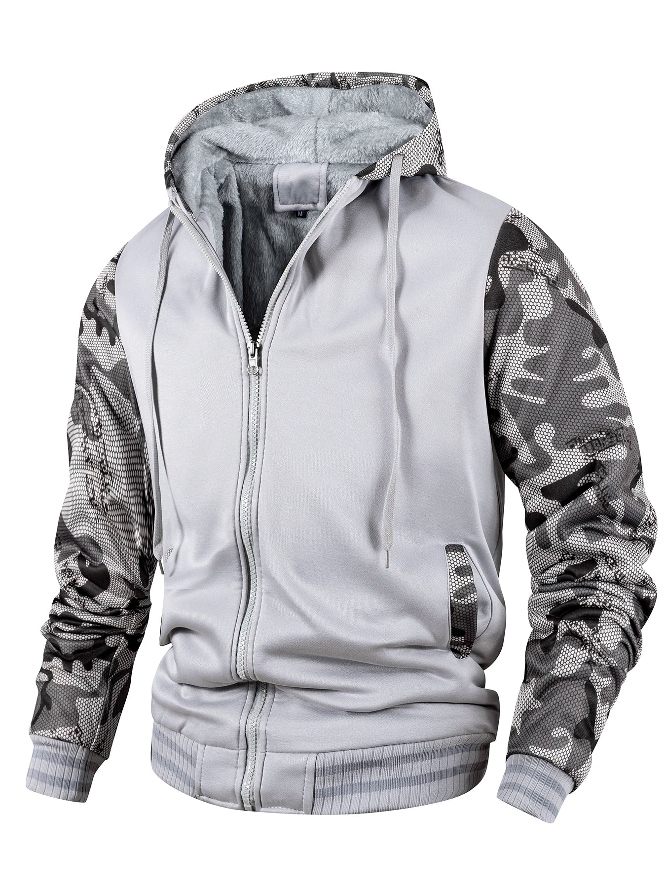 Men Color-Splicing Jacket Winter Warm Fleece Hoodies Outdoor Sports Windproof Baseball Uniform Male Fashion Zipper Thicken Coats