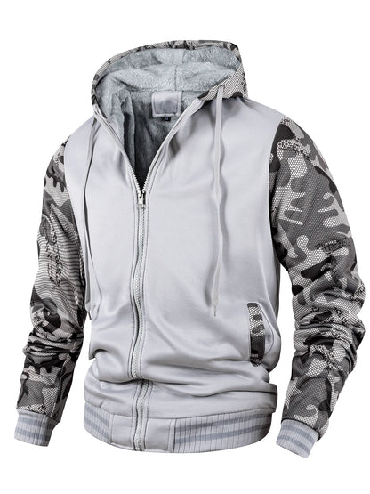 Men Color-Splicing Jacket Winter Warm Fleece Hoodies Outdoor Sports Windproof Baseball Uniform Male Fashion Zipper Thicken Coats