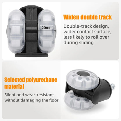 AD 5PCS Universal Mute Wheel Office Chair Caster Swivel Rubber Soft Safe Rollers Furniture Hardware Chair Wheels for Desk Office
