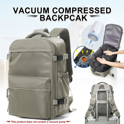 Fashion College Backpack Men Vacuum Compression Backpack, Women Men 15.6in Laptop Backpack Expand Hiking Vacuum Travel Backpack