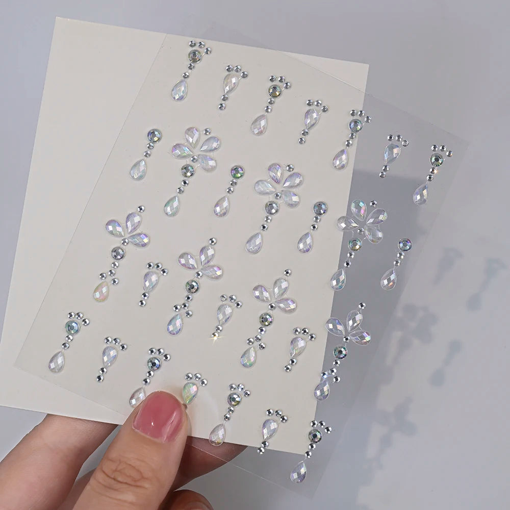 1Pcs Face Diamond Gem Sticker 5D Colorful Rhinestone Tattoo Eyeshadow Stickers fo Festival Nail Body Makeup Bling Jewel DIY Deco