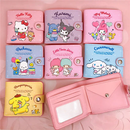 Sanrio Hello Kitty Cinnamoroll My Melody Kuromi New Pu Casual Money Bag Coin Purse Card package Wallet With Buttons ?