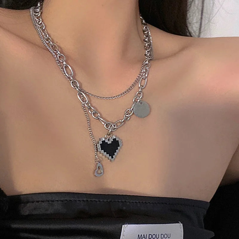 Y2K Crystal Butterfly Pendant Necklace Women Light Luxury Egirl Punk Heart Grunge Clavicle Chain Fashion Jewelry Party Gift 2023