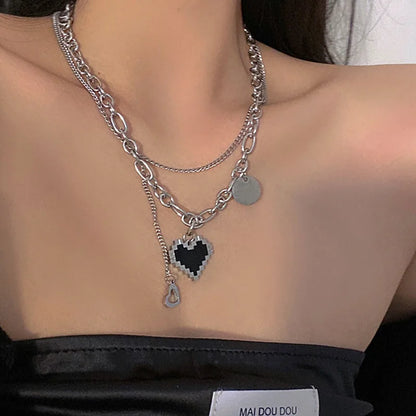 Y2K Crystal Butterfly Pendant Necklace Women Light Luxury Egirl Punk Heart Grunge Clavicle Chain Fashion Jewelry Party Gift 2023