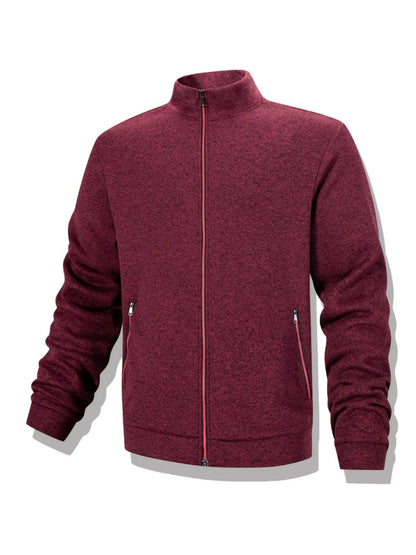 Men's Casual Sweatshirt Jackets Full Zip Up Cardigan Stand Collar Jacket Autumn Winter Male Outdoor Windproof Warm Coat