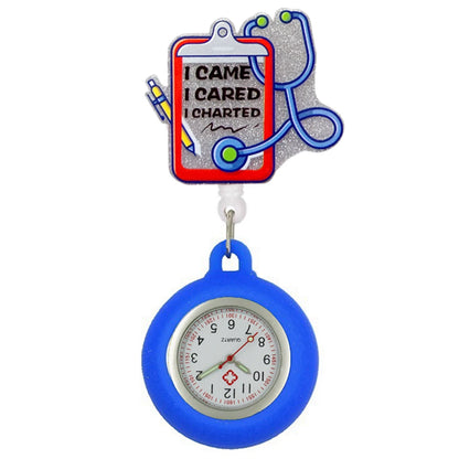 Hospital Medical Workers Cartoon Shiny Nurse Doctor Badge Reel Retractable FOB Pocket Watch Clip Hang Students Clock Watches