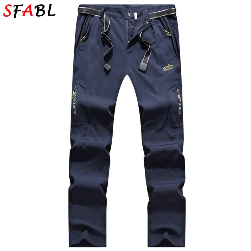 SFABL 5XL Summer Quick Dry Hiking Pants Men Stretch Waterproof Tactical Pants Zipper Pockets Trousers Lightweight Fishing Pants