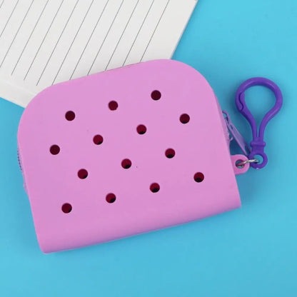 Soft Silicone Mini Holes Wallet Zipper Coin Purses Card Holder Money Bag Women Girls Zipper Change Pouch Storage Bag Organizer