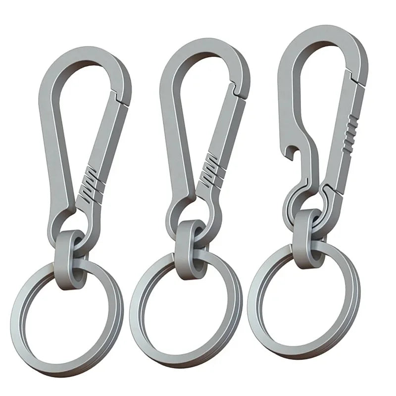 Titantium Carabiner Keychain Carabiner Hook Key Ring Key Holder with Bottle Opener for Camping Hiking Fishing Travel Outdoor