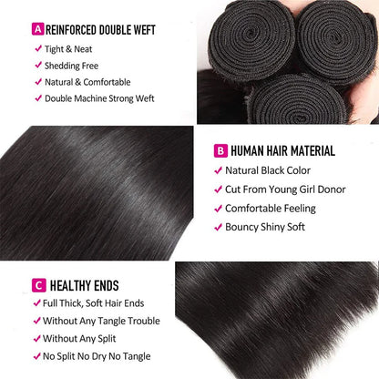Tissage Straight Human Hair 100% Human Hair For Women Bundles 30 32 inch Virgin Hair Brazilian Remy Weave Human Hair Extensions