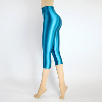 Satin Silky Smooth Women Pants Sexy Tight High Waist Gloss Pants Capris Yoga Sports Joggers Sweatpants Women Pants Bottoms
