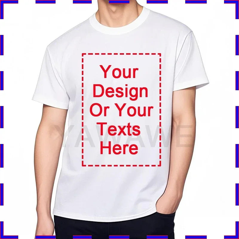 Your Design Here T Shirts Cotton Custom T-Shirt Make Your Design Logo Text for Men and Women Personalized Tshirt Summer Presents