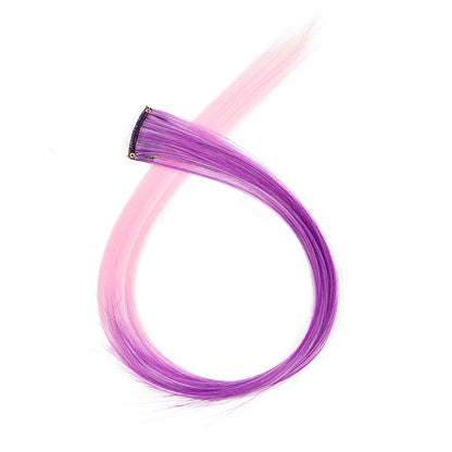 5PCS 22Inch Synthetic Long Straight Hair Clips Rainbow Hair Extension Colored Red Green Blue Hairpiece for Women