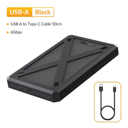 iDsonix 2.5 inch SATA HDD Enclosure USB 3.1 Type C External Hard Drive Case 6Gbps SATA SSD Disk Storage Case for 7-9mm SSD HDD