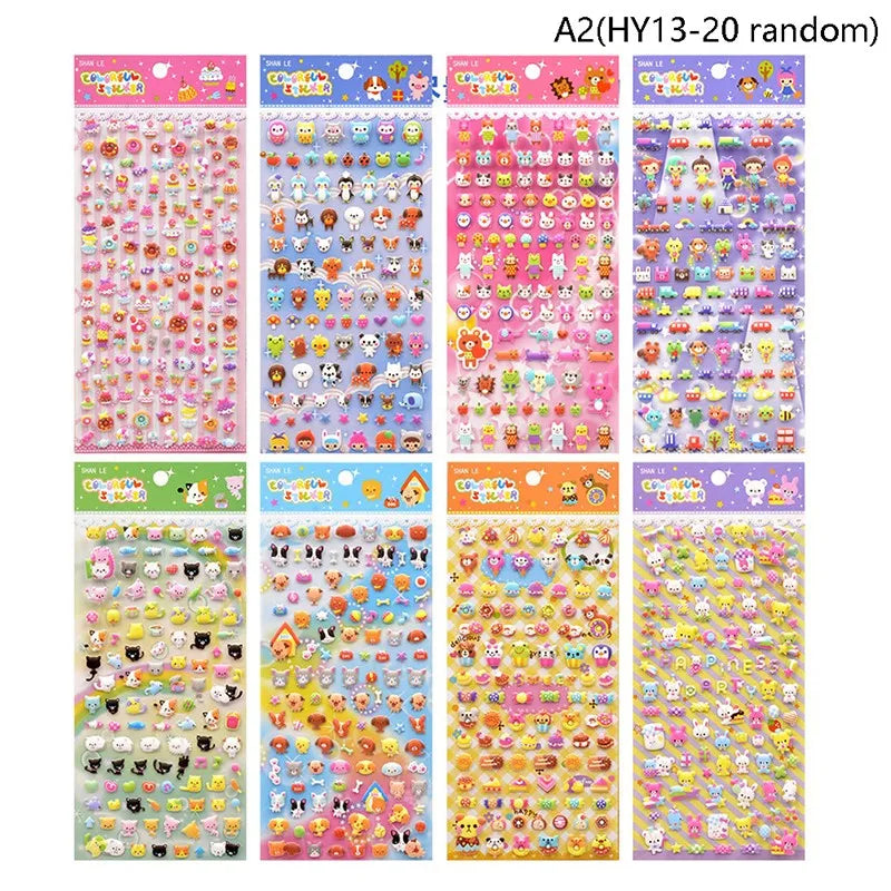 1Sheets Christmas 3D Puffy Bulk Stickers Cartoon Santa Claus Sticker DIY Scrapbook Decoration Funny Kids Classic Toy Gift random