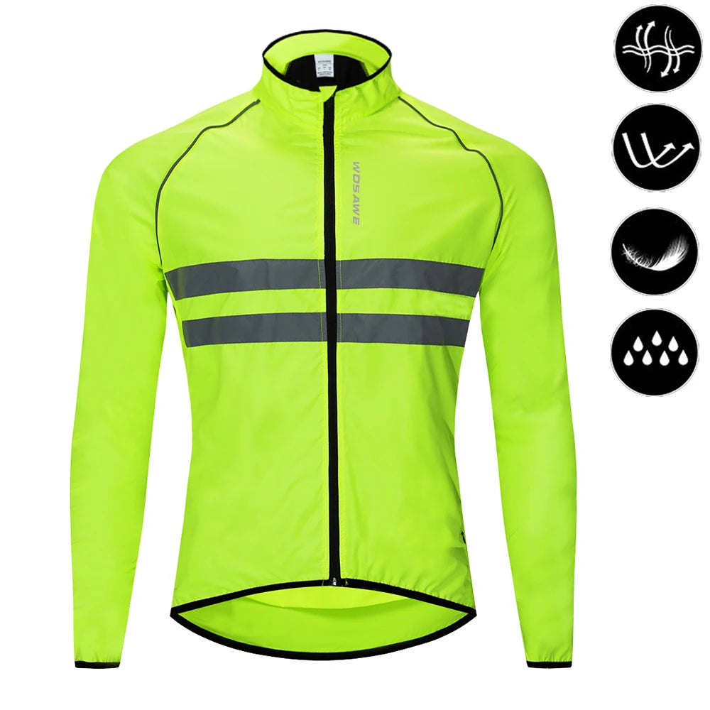 WOSAWE Men Cycling Windbreaker MTB Bicycle Long Sleeve Coat Water Resistant Outdoor Sport Jersey Bike Jacket Cycling Clothing