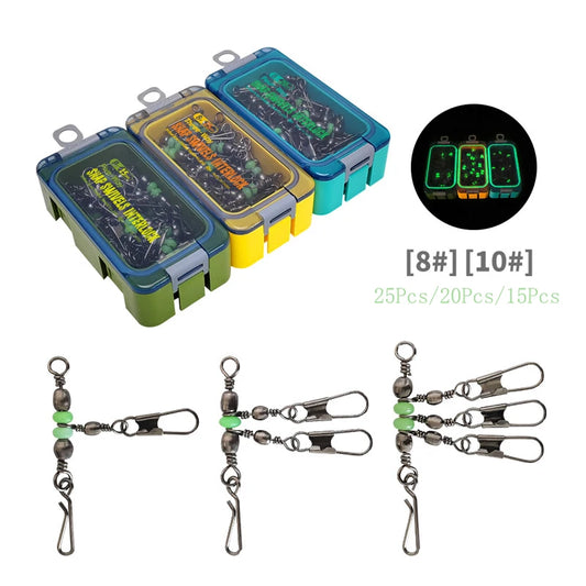 8 # 10 # Luyamu Shrimp Fishing Group Luminous Ball Bearing Rolling and Rotating Solid Ring Buckle Set Pin Set Fishing Connector