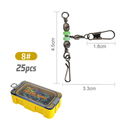 New 8# 10# Squid Jig Lure Swivels Fishing Bearing Rolling Swivel Solid Ring Fishing Connector With Interlock Snap Accessories