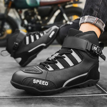 New Motorcycle Boots Men Leather Motos Breathable Anti Slip Wear-resistant Riders Boots Motorbike Racing Ankle Length Shoes