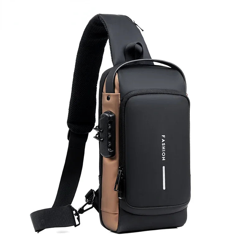 Men's anti-theft chest bag, multifunctional USB crossbody bag, travel sling bag, crossbody bag