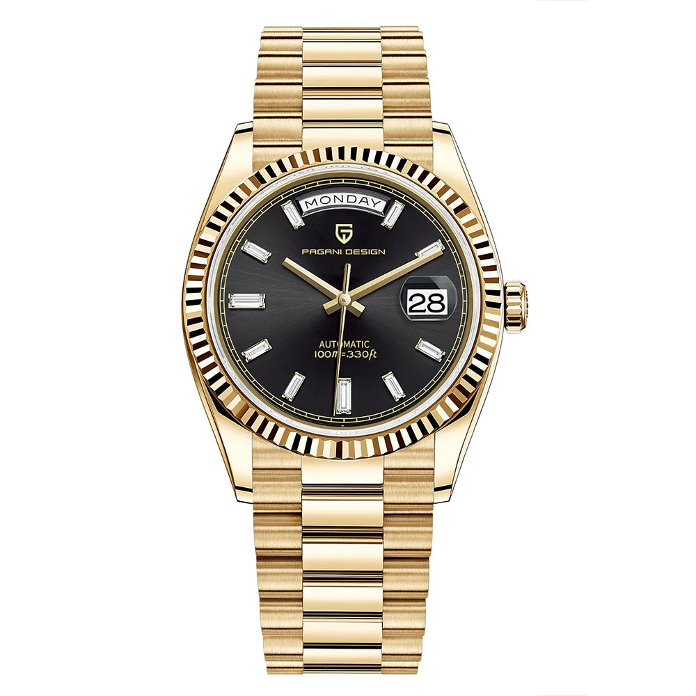 New PAGANI DESIGN DD36 Gold Luxury Automatic Mechanical Watch For Men ST16 100M Waterproof AR Sapphire Glass Wristwatch Men