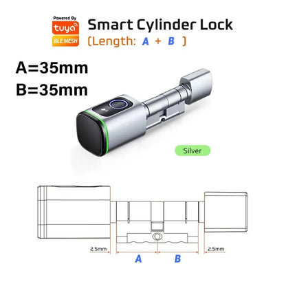 RAYKUBE V1 Smart Cylinder Lock With Tuya BLE Fingerprint IC Card Password Unlock Include 3*AAA Batteries Easy Installation