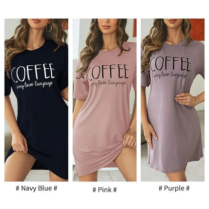 Women Milk Silk Nightgown Casual Short Sleeve Sleepdress Summer Loose Homewear Cartoon Print Pajamas Comfortable Nightdress